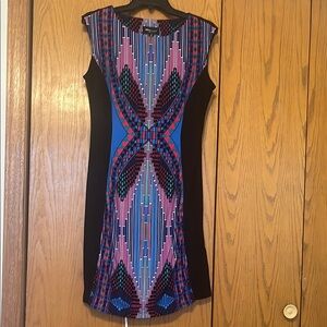 Studio Geometric Midi Dress - Blue and Black